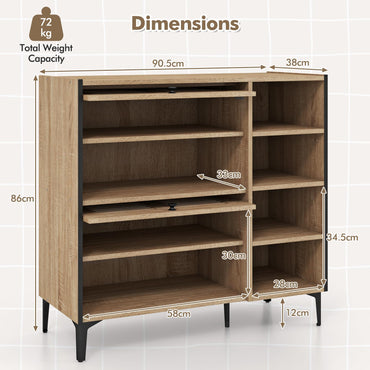 Goflame Shoe Cabinet with Flip & Slide Doors, Shoe Storage Cabinet with Adjustable Cube Shelves(Louvered Doors)