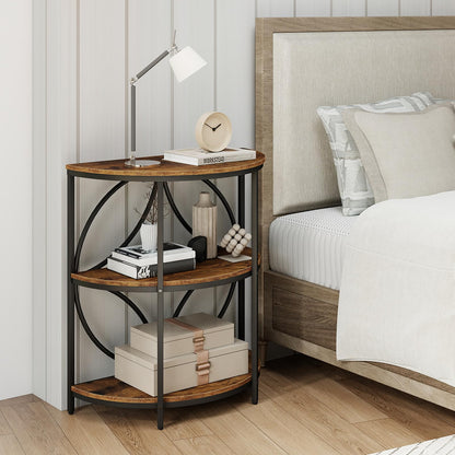 Goflame Half Round End Table 3-Tier Narrow Side Table(1/2)