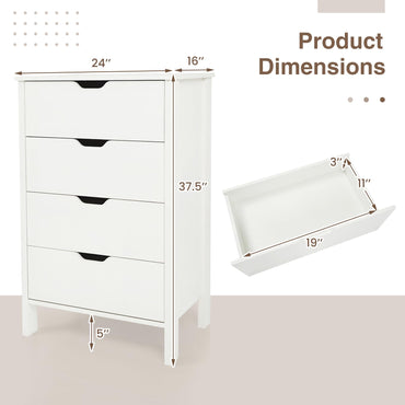 Goflame 4 Drawer Storage Cabinet with Handles & Anti-Tipping Kits