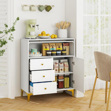 Goflame 3-Drawer Modern Storage Cabinet with 2 Doors