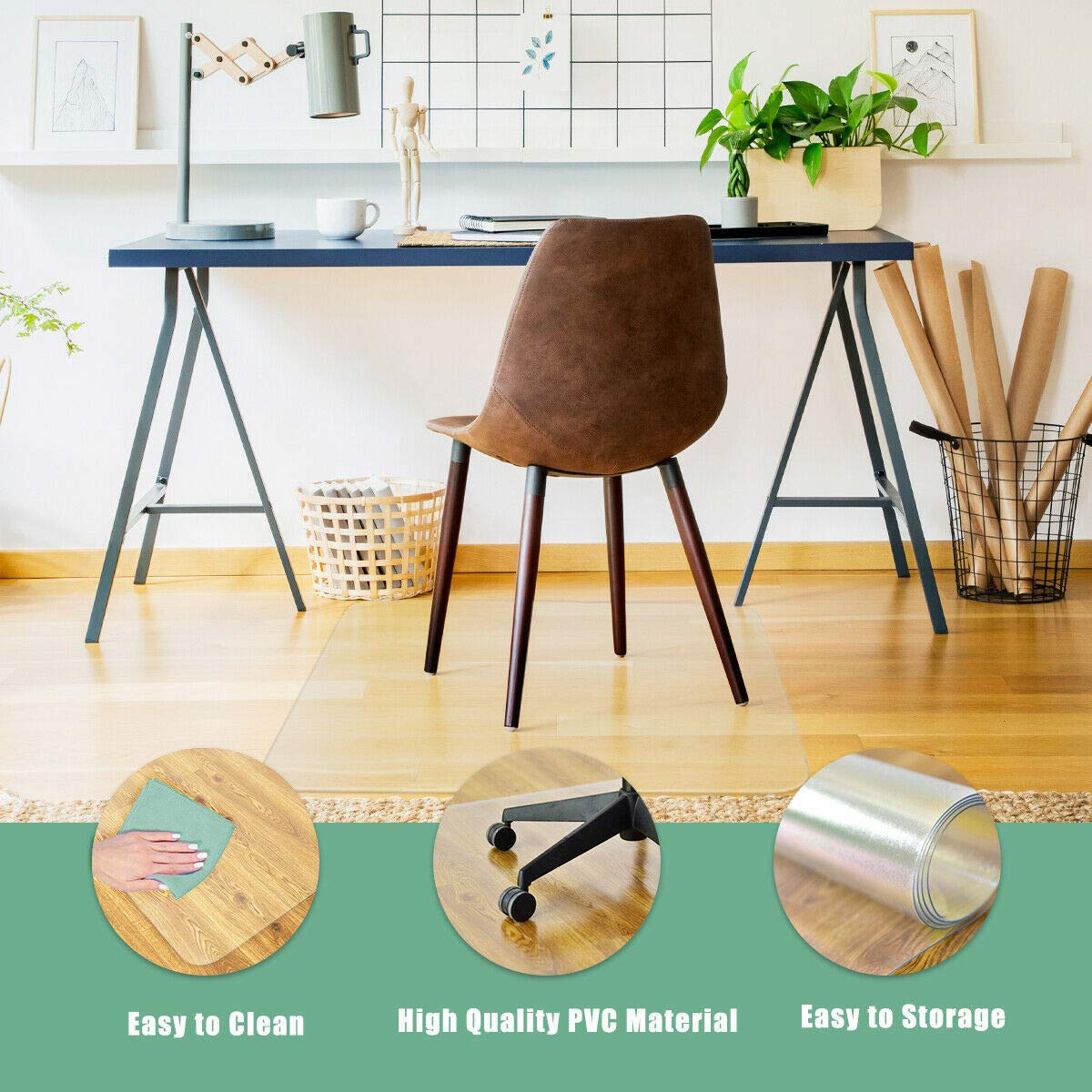 GOFLAME Desk Chair Floor Mat for Hardwood Floor