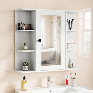 Goflame Wall Mounted Bathroom Medicine Cabinet with Mirror & Shelves