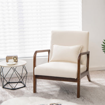 Goflame Modern Accent Chair with Pillow - Comfy Upholstered Lounge Armchair with Anti-Slip Felt Pads
