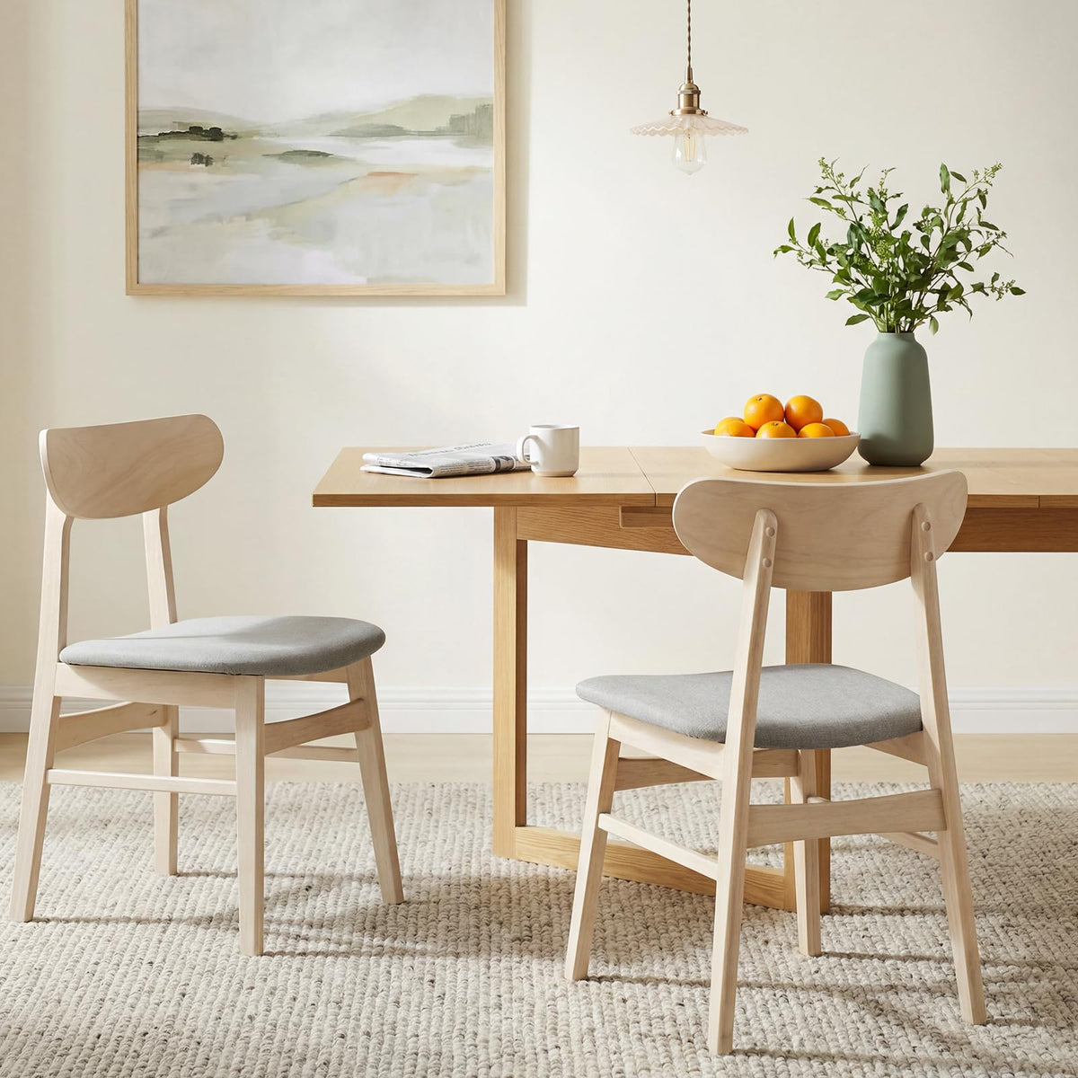 Goflame Wooden Dining Chairs Set of 2/4 Upholstered Kitchen Chairs with Rubber Wood Legs