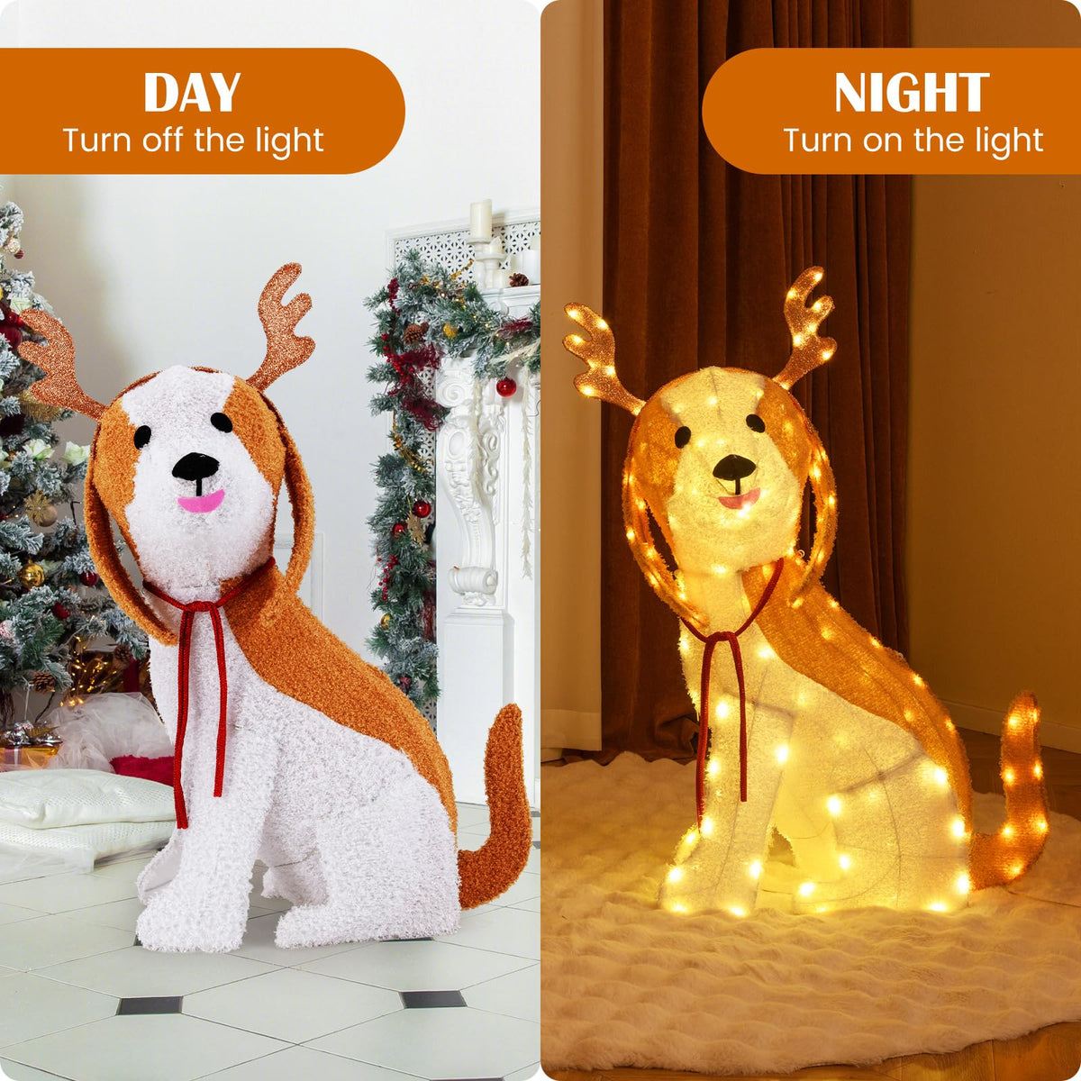 Goflame Lighted Christmas Dog, Indoor Outdoor Puppy Decoration w/LED Lights
