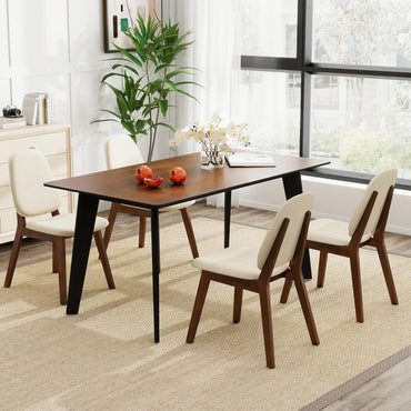 Goflame Wooden Dining Chair Set of 2/4 Mid-Century Modern Upholstered Side Armless Chair