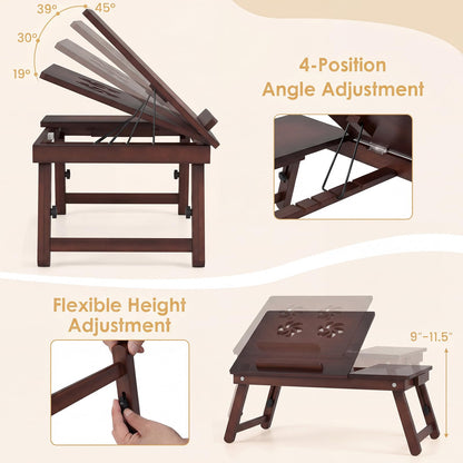 Goflame Bamboo Laptop Desk for Bed