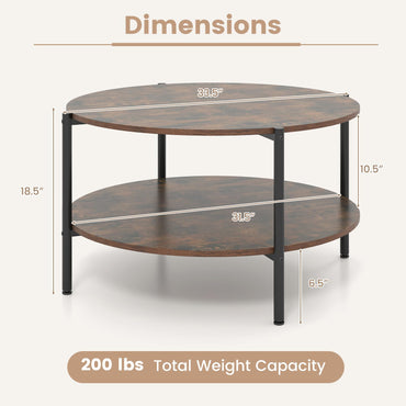 Goflame 33.5" Small Center Table with Open Storage Shelf and Heavy-Duty Metal Frame