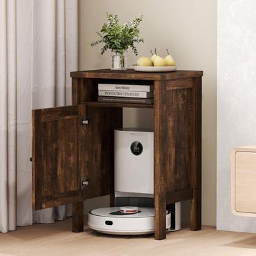 Goflame Robot Vacuum Storage Cabinet with Door and Open Shelf for Living Room Bedroom