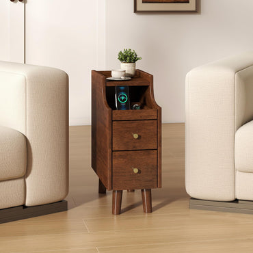 Goflame Narrow Nightstand with 2 Drawers for Small Spaces (1/2)