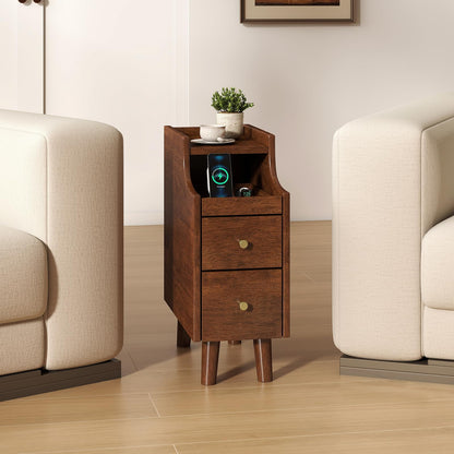 Goflame Narrow Nightstand with 2 Drawers for Small Spaces (1/2)