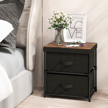Goflame Nightstand Set of 2 with 2 Fabric Drawers