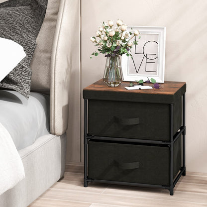 Goflame Nightstand Set of 2 with 2 Fabric Drawers