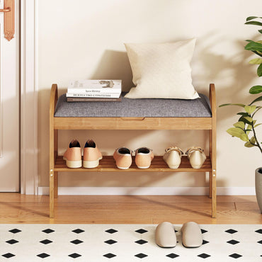 Goflame Shoe Bench with Flip-Top Storage for Hallway