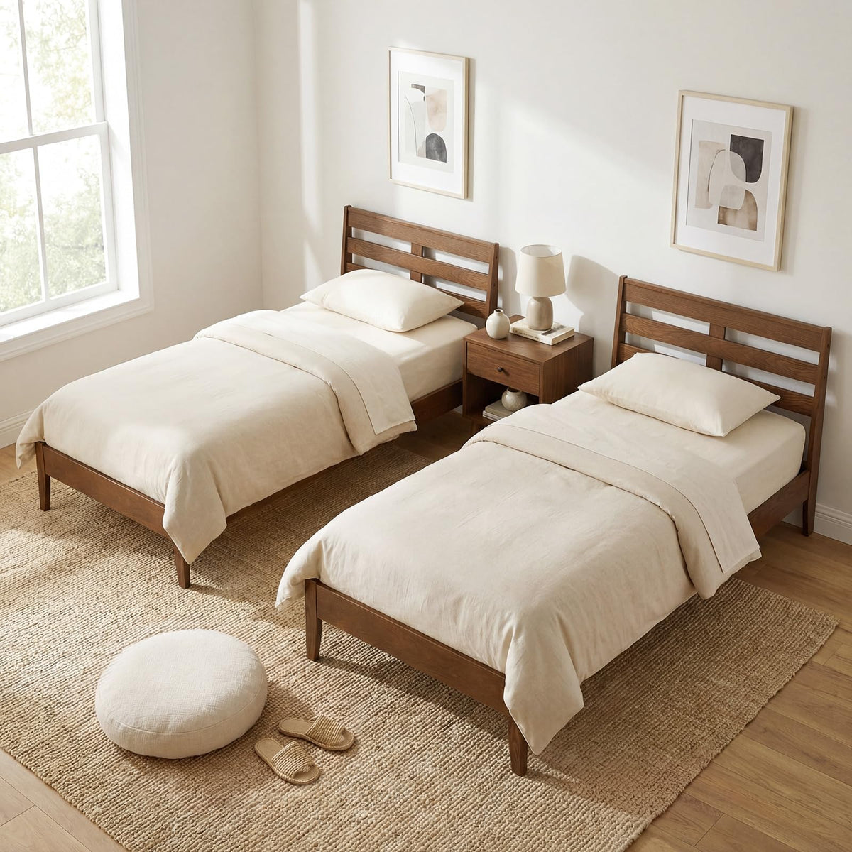 Goflame Twin Size Bed Frame with Slat Headboard