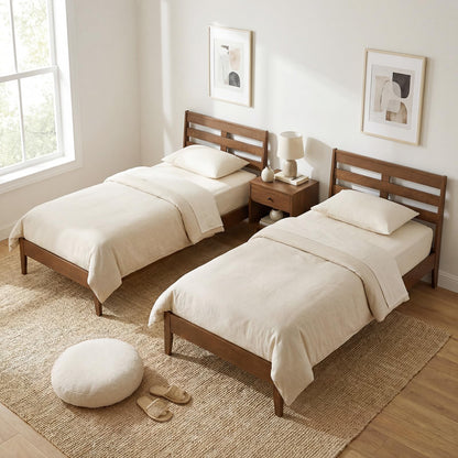 Goflame Twin Size Bed Frame with Slat Headboard