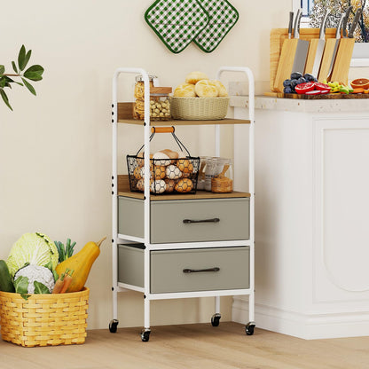 Goflame Utility Rolling Cart with Foldable Fabric Drawers