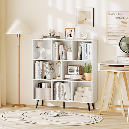 Goflame 3 Tier Modern Bookshelf with 5 Metal Legs for Living Room