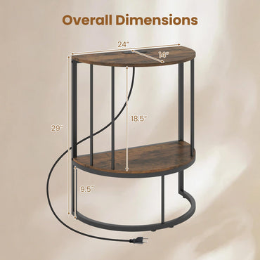 Goflame Half Moon Console Table with Outlets