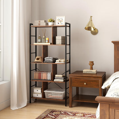Goflame 5-Tier Tall Bookshelf 61" Industrial Bookcase w/Metal Frame