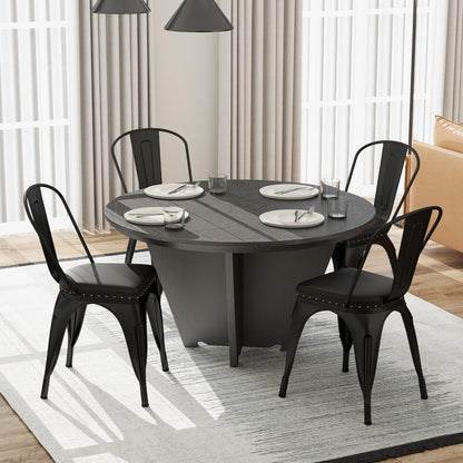 Goflame Metal Dining Chairs Set of 4 with Detachable Backrest & PU Leather Padded Seat