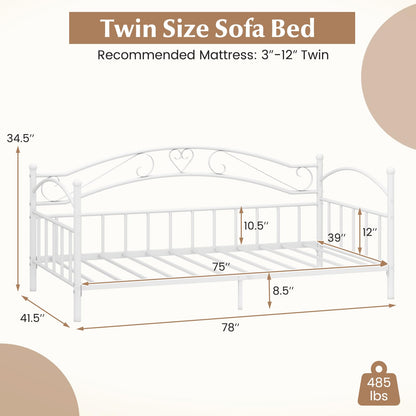 Goflame Modern Sofa Day Bed with Stylish Headboard & 12 Metal Slats Support