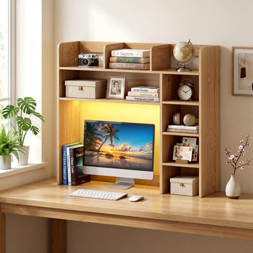 Goflame 35.5" Desktop Bookshelf with LED Lights