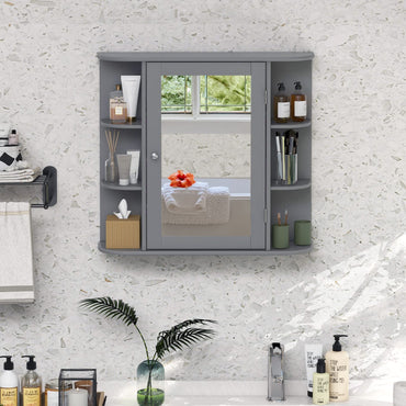 Goflame Mirrored Bathroom Medicine Cabinet - Wall Mounted Bathroom Hanging Cabinet with Single Door