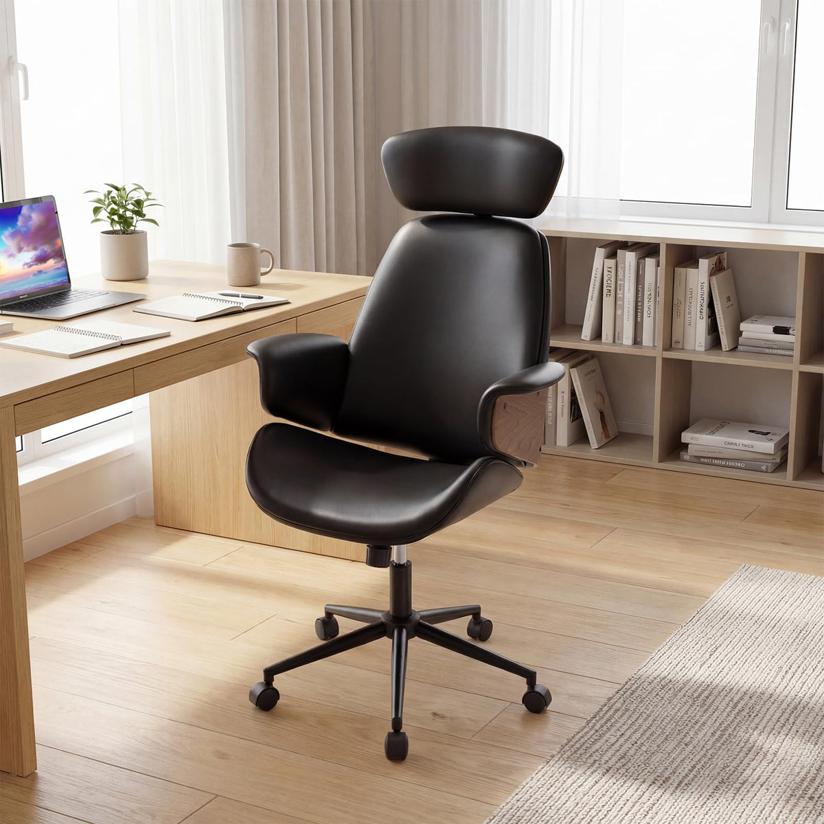 Goflame Ergonomic High Back Faux Leather Executive Chair with Headrest