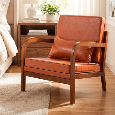 Goflame Mid-Century Modern Accent Chair with Lumbar Pillow
