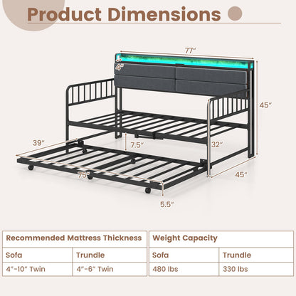 Goflame Daybed with Trundle Twin Bed Frame
