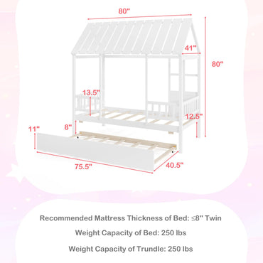 Goflame Twin House Bed with Trundle Bed Twin