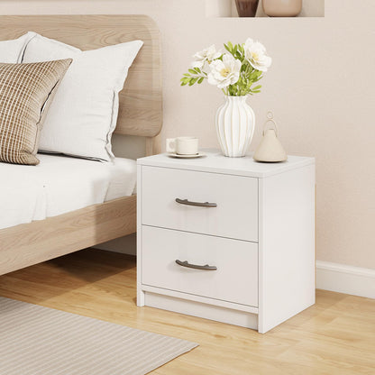 Goflame Nightstand with 2 Drawers, Modern Night Stand with Storage Drawers, Compact Floor Sofa Side Table for Small Spaces