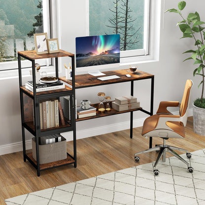 Goflame Modern Computer Workstation Home Office Desk with Storage Cabinet and Shelves