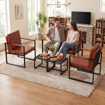 Goflame Set of 2 Mid Century Modern Single Sofa Chairs with Cushions