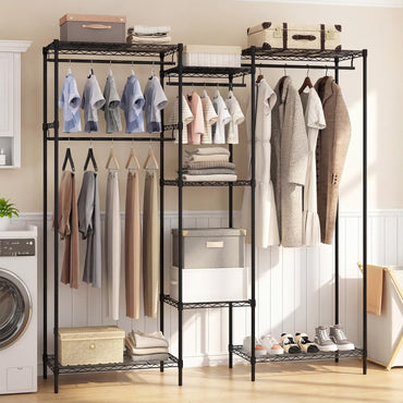 Goflame Convertible Clothes Organizer with L-shape & Horizontal Installation