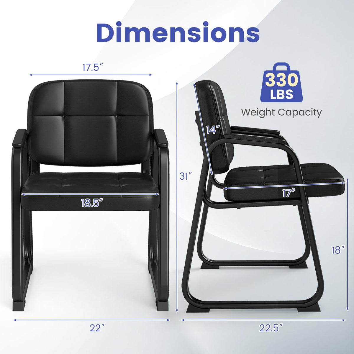 Goflame Waiting Room Leather Office Reception Chairs with Padded Armrests