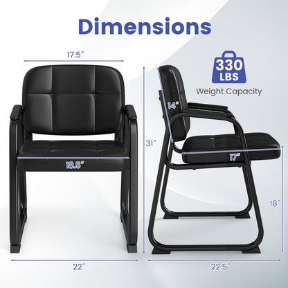 Goflame Waiting Room Leather Office Reception Chairs with Padded Armrests