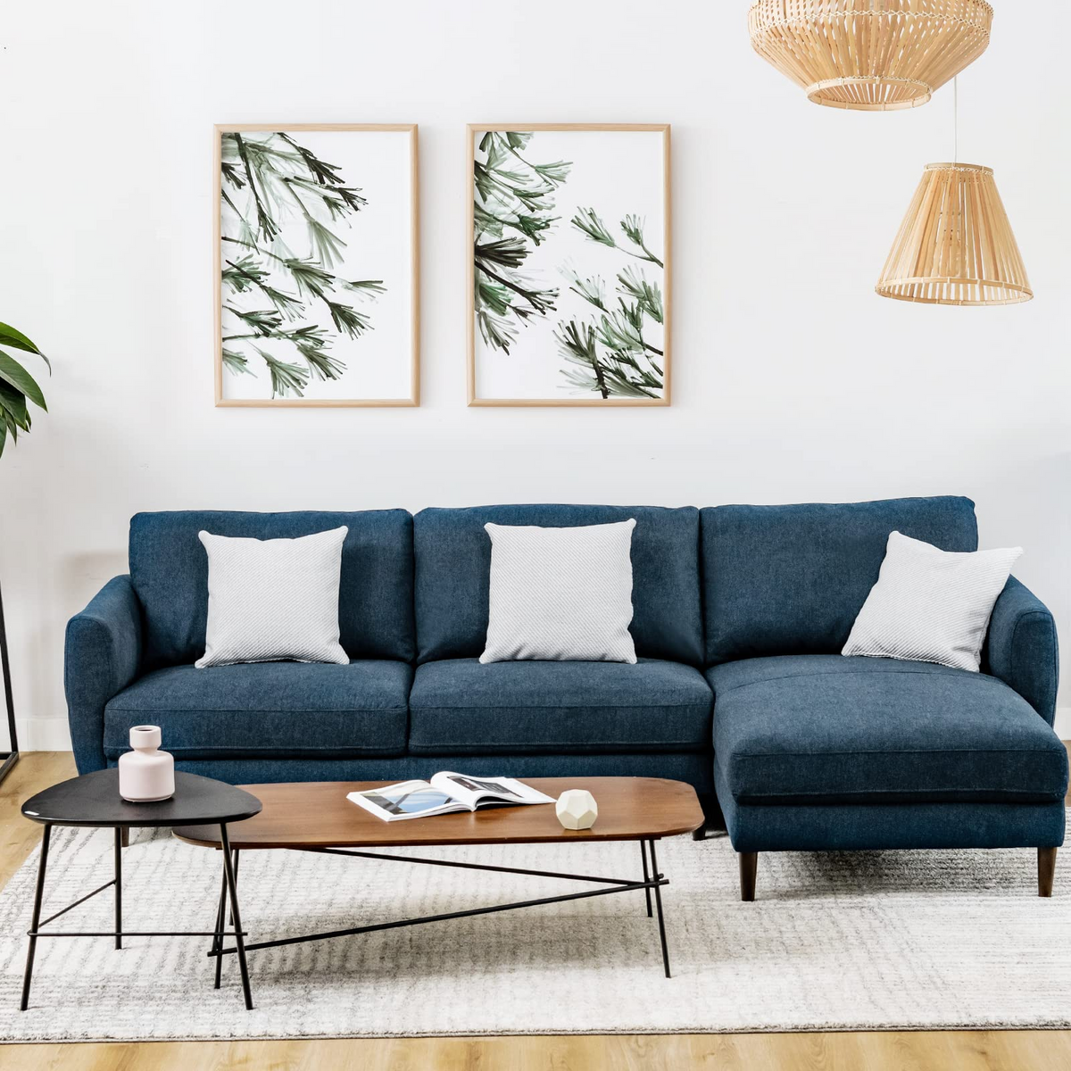 Goflame Sectional Sofa Couch Set, 3-Seat Sofa