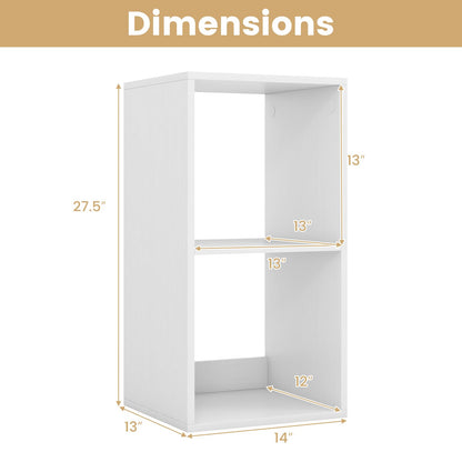 Goflame 2-Cube Bookcase, White Cubby Bookshelf w/Back Guardrail & Anti-Tipping Kits