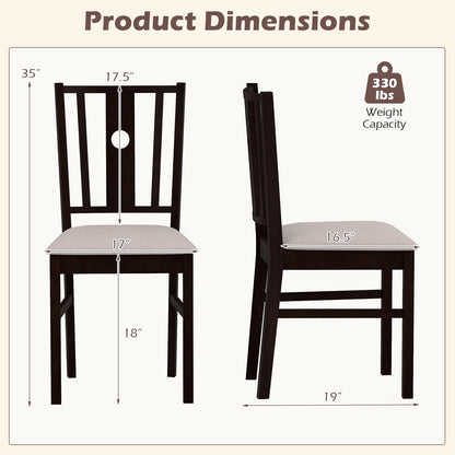 Goflame Wood Dining Chairs w/Fabric Padded Seat & Slatted Curved Back (2/4)