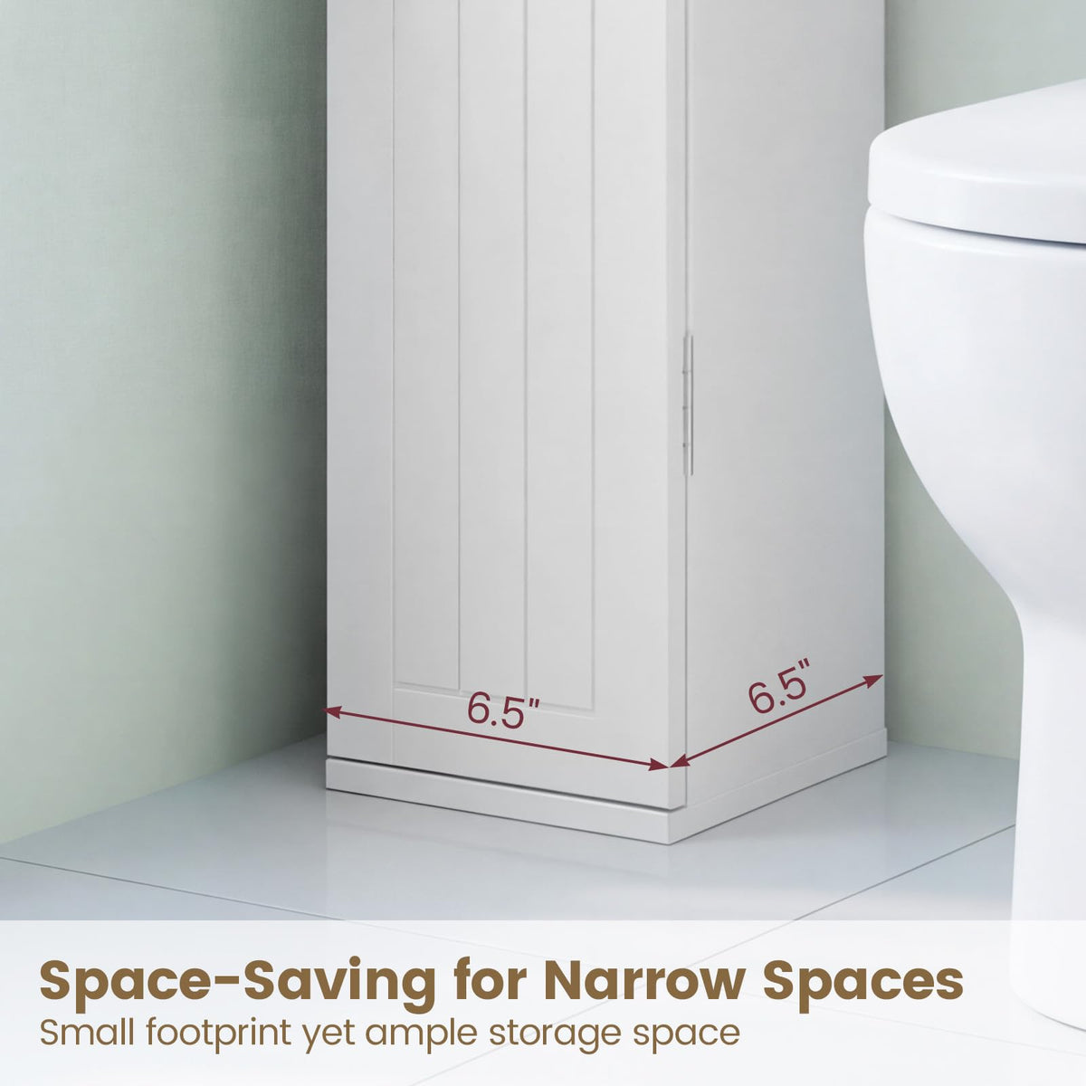 Goflame Small Bathroom Storage Cabinet with Door and Removable Shelves