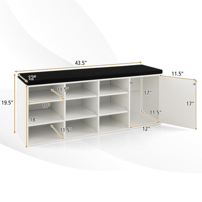 Goflame Shoe Bench, 3 Tier 9 Cubes Storage Bench with Adjustable Shelves (Rustic Brown)
