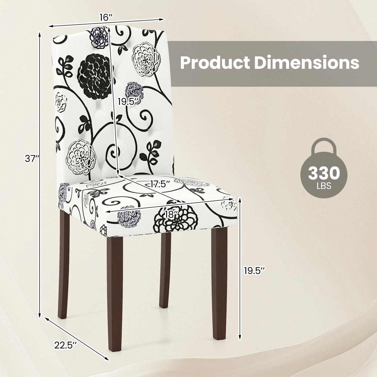 Goflame Upholstered Dining Chairs Set of 2/4 Button Tufted Fabric Upholstered Parson Chairs