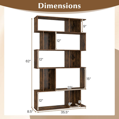 Goflame Geometric Bookshelf 5-Tier Bookcase with Open Shelves and Closed-back Cubes