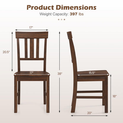 Goflame Wooden Dining Chairs Set of 2/4 with Slat Back & Contoured Seat