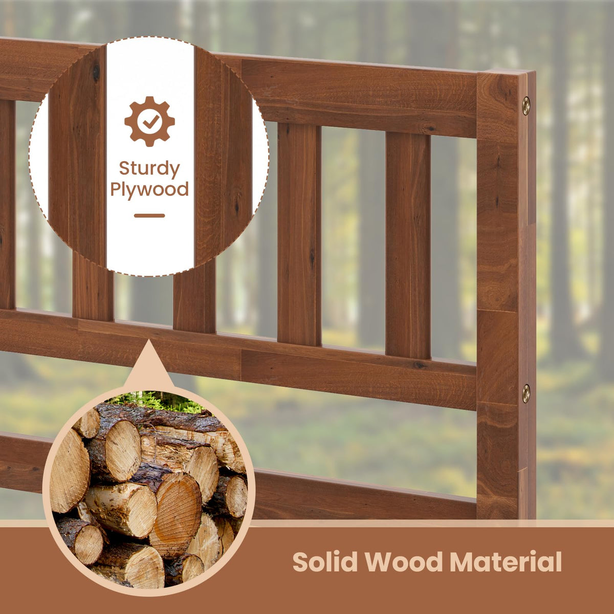 Goflame Wood Bed Frame with Headboard