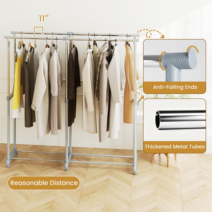 Goflame Portable Garment Clothin Rack with Adjustable Height & Width for Laundry