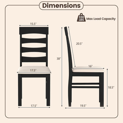 Goflame Dining Chairs Set of 2/4 with Padded Seat & Rubber Wood Frame