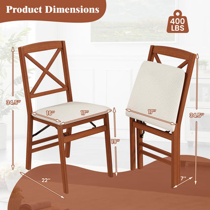 Goflame Folding Dining Chairs Set of 2/4, Modern Kitchen Chairs w/Padded Seat & Cross Backrest